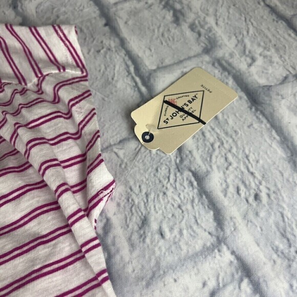 St Johns Bay Petite Large PL Pink Stripe Cap Sleeve V-Neck Pullover Shirt NEW - Picture 5 of 7